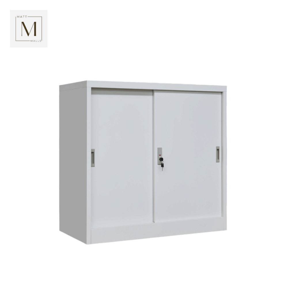 ตู้เอกสารเหล็กบานเลื่อน MATTMALLS รุ่น M-FC-M1 สีขาว ทึบเตี้ย 85 ซม._3